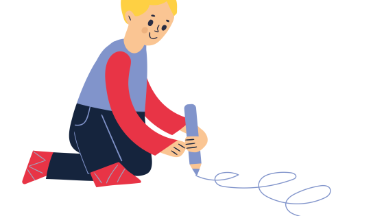 illustratie van kind dat op grond tekent
