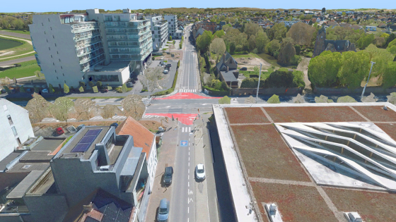 een luchtbeeld van de Holstraat richting 't Leeuwke