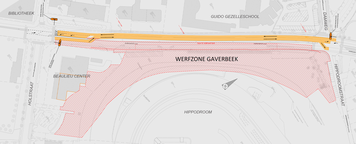 kaart met verkeershinder tijdens werken in Zuiderlaan